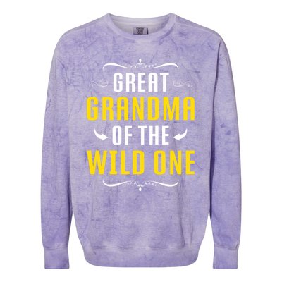 Great Grandma Of The Wild One Great Grandma Of Wild One Cool Gift Colorblast Crewneck Sweatshirt