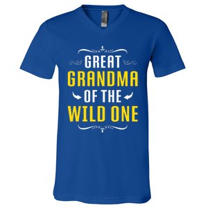 Great Grandma Of The Wild One Great Grandma Of Wild One Cool Gift V-Neck T-Shirt