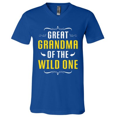 Great Grandma Of The Wild One Great Grandma Of Wild One Cool Gift V-Neck T-Shirt