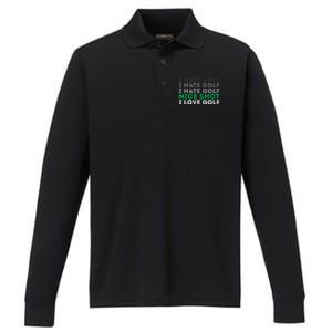 Golfer Golfing Player Funny Golf Club Tournament Lover Performance Long Sleeve Polo