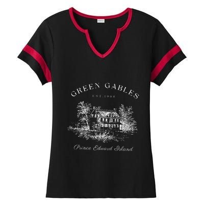 Green Gables Prince Edward Island Est 1908 Book Lover Ladies Halftime Notch Neck Tee