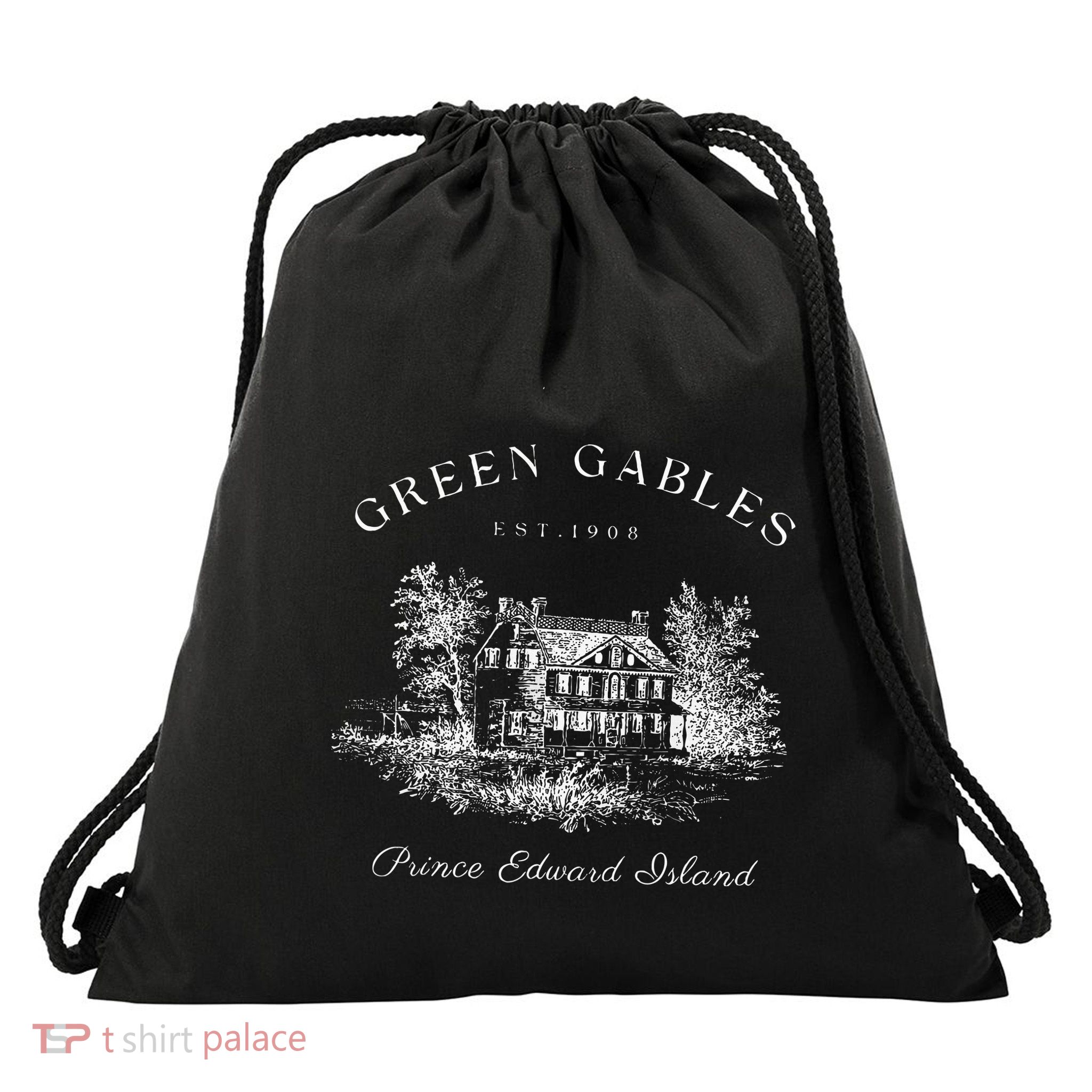 Green Gables Prince Edward Island Est 1908 Book Lover Drawstring Bag