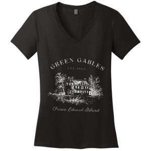 Green Gables Prince Edward Island Est 1908 Book Lover Women's V-Neck T-Shirt