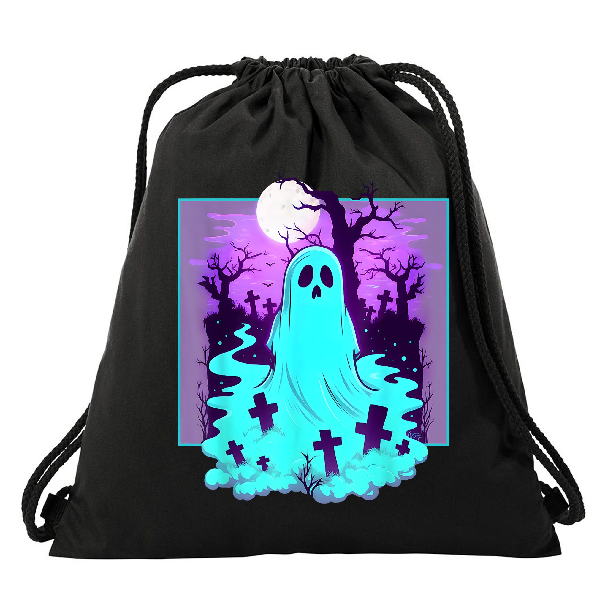 Ghost Graveyard Pastel Goth Cute Spooky Halloween Aesthetic Drawstring Bag