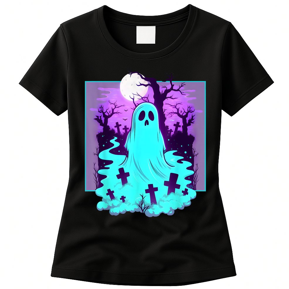 Ghost Graveyard Pastel Goth Cute Spooky Halloween Aesthetic Womens T-Shirt