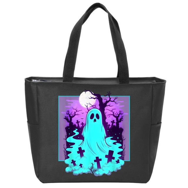 Ghost Graveyard Pastel Goth Cute Spooky Halloween Aesthetic Zip Tote Bag