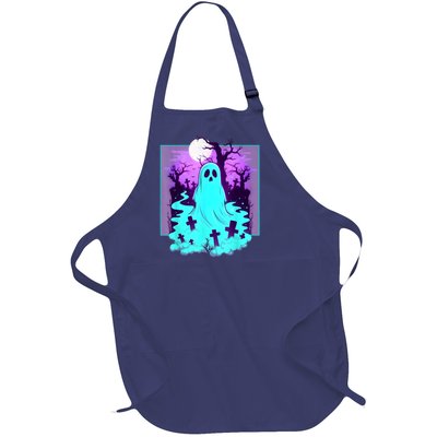 Ghost Graveyard Pastel Goth Cute Spooky Halloween Aesthetic Full-Length Apron With Pockets