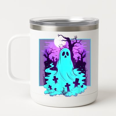 Ghost Graveyard Pastel Goth Cute Spooky Halloween Aesthetic 12 oz Stainless Steel Tumbler Cup