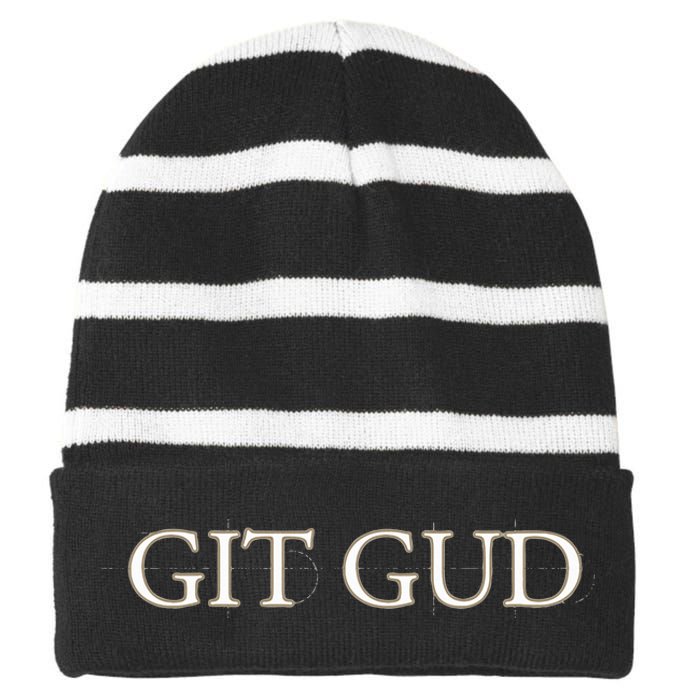 Git Gud Parody Striped Beanie with Solid Band