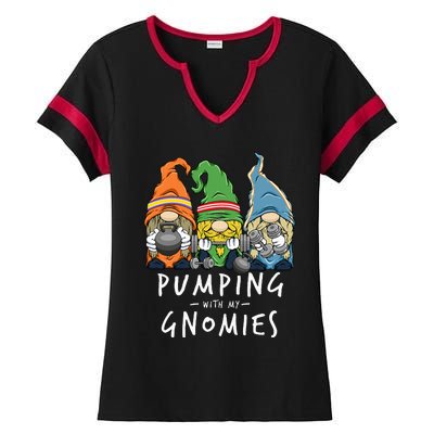 Gym Gnomes Pumping with My Gnomies Workout Fitness Ladies Halftime Notch Neck Tee