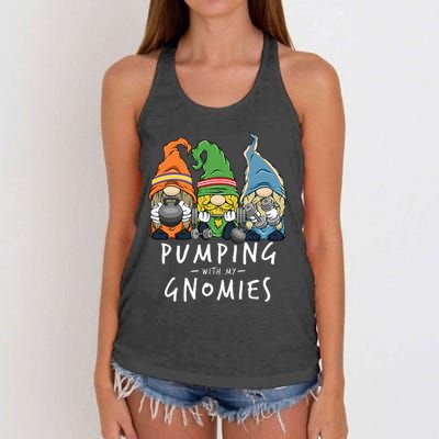 Gym Gnomes Pumping with My Gnomies Workout Fitness Women's Knotted Racerback Tank