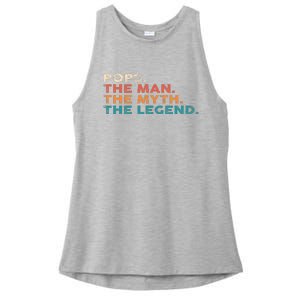 Grandpa Gift Pops The Man The Myth The Legend Fathers Day 80 Ladies PosiCharge Tri-Blend Wicking Tank