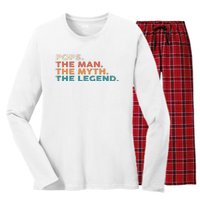 Grandpa Gift Pops The Man The Myth The Legend Fathers Day 80 Women's Long Sleeve Flannel Pajama Set 