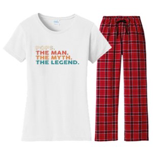 Grandpa Gift Pops The Man The Myth The Legend Fathers Day 80 Women's Flannel Pajama Set