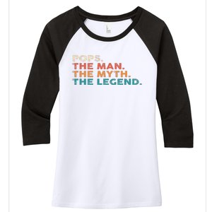 Grandpa Gift Pops The Man The Myth The Legend Fathers Day 80 Women's Tri-Blend 3/4-Sleeve Raglan Shirt