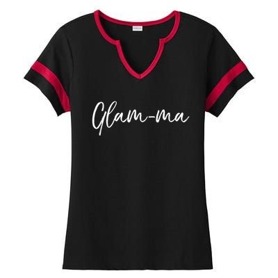 Glamorous Grandma Pun Grandmother Gift From Grand Glamcute Giftma Gift Ladies Halftime Notch Neck Tee