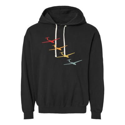 Glider Gliding Plane Retro Sailplane Flying Pilot Aviation Garment-Dyed Fleece Hoodie