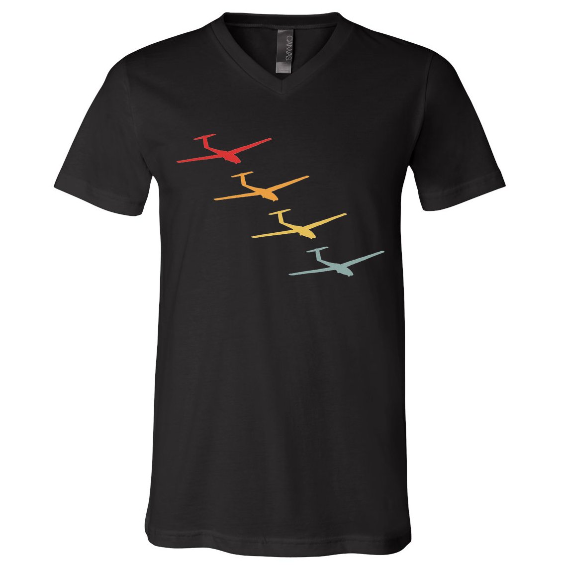 Glider Gliding Plane Retro Sailplane Flying Pilot Aviation V-Neck T-Shirt