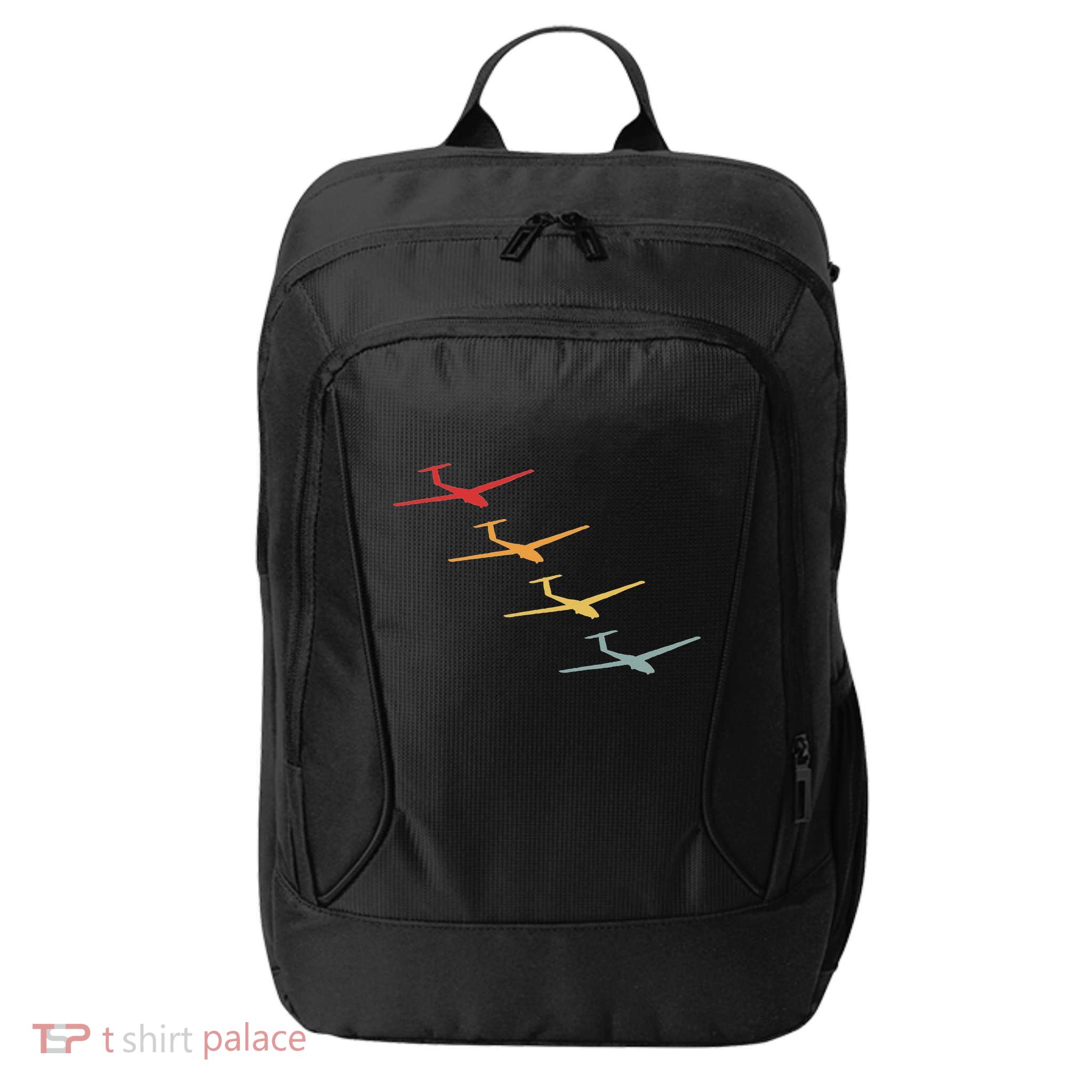 Glider Gliding Plane Retro Sailplane Flying Pilot Aviation City Backpack