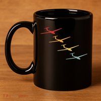 Glider Gliding Plane Retro Sailplane Flying Pilot Aviation 11oz C Handle Ceramic Mug