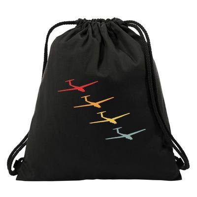 Glider Gliding Plane Retro Sailplane Flying Pilot Aviation Drawstring Bag