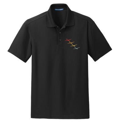 Glider Gliding Plane Retro Sailplane Flying Pilot Aviation Dry Zone Grid Polo
