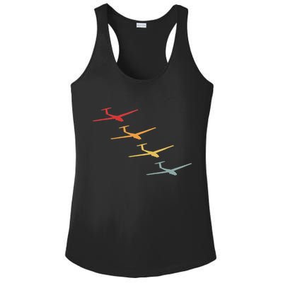 Glider Gliding Plane Retro Sailplane Flying Pilot Aviation Ladies PosiCharge Competitor Racerback Tank