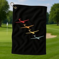Glider Gliding Plane Retro Sailplane Flying Pilot Aviation Golf Towel