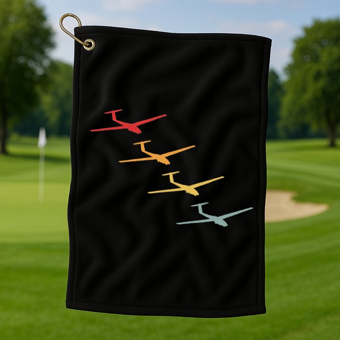 Glider Gliding Plane Retro Sailplane Flying Pilot Aviation Golf Towel