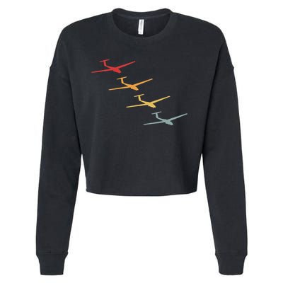Glider Gliding Plane Retro Sailplane Flying Pilot Aviation Cropped Pullover Crew