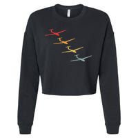 Glider Gliding Plane Retro Sailplane Flying Pilot Aviation Cropped Pullover Crew