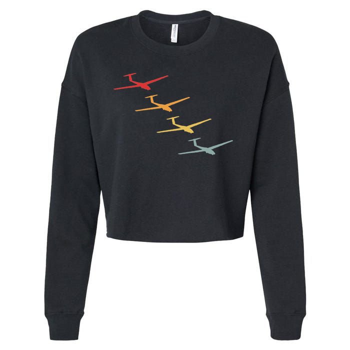 Glider Gliding Plane Retro Sailplane Flying Pilot Aviation Cropped Pullover Crew