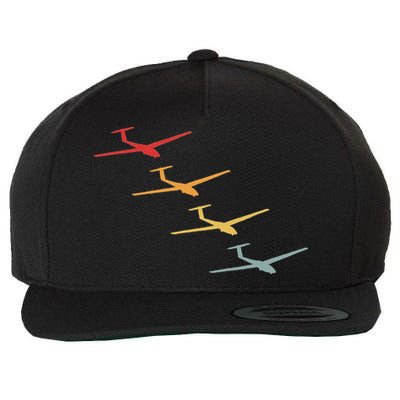 Glider Gliding Plane Retro Sailplane Flying Pilot Aviation Wool Snapback Cap