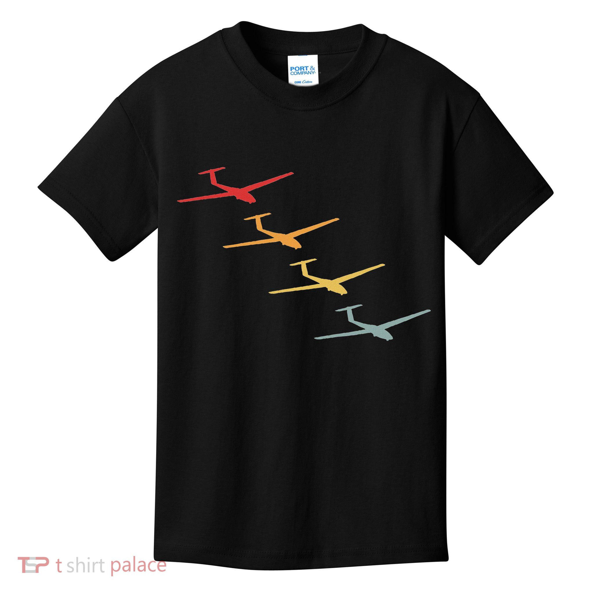 Glider Gliding Plane Retro Sailplane Flying Pilot Aviation Kids T-Shirt