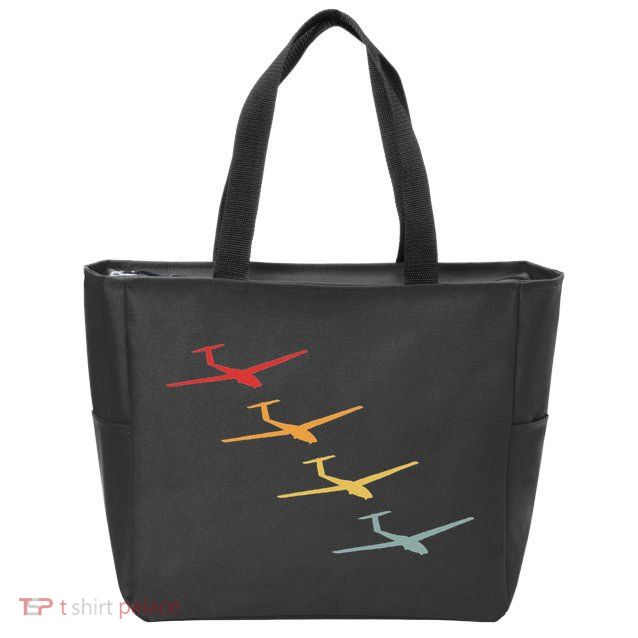Glider Gliding Plane Retro Sailplane Flying Pilot Aviation Zip Tote Bag