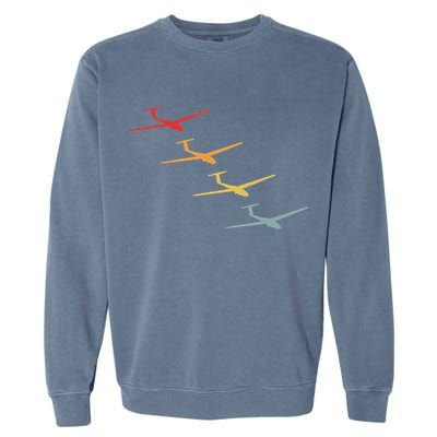 Glider Gliding Plane Retro Sailplane Flying Pilot Aviation Garment-Dyed Sweatshirt