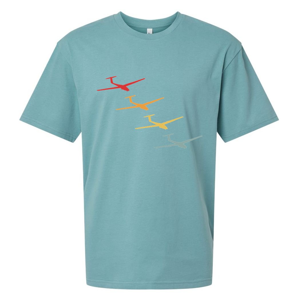 Glider Gliding Plane Retro Sailplane Flying Pilot Aviation Sueded Cloud Jersey T-Shirt