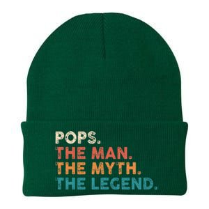 Grandpa Gift Pops The Man The Myth The Legend Fathers Day 80 Knit Cap Winter Beanie