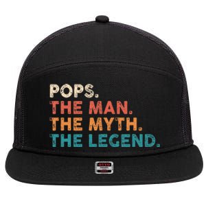 Grandpa Gift Pops The Man The Myth The Legend Fathers Day 80 7 Panel Mesh Trucker Snapback Hat