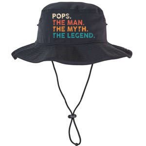 Grandpa Gift Pops The Man The Myth The Legend Fathers Day 80 Legacy Cool Fit Booney Bucket Hat