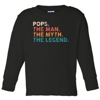 Grandpa Gift Pops The Man The Myth The Legend Fathers Day 80 Toddler Long Sleeve Shirt