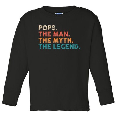 Grandpa Gift Pops The Man The Myth The Legend Fathers Day 80 Toddler Long Sleeve Shirt