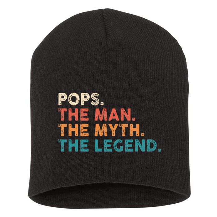 Grandpa Gift Pops The Man The Myth The Legend Fathers Day 80 Short Acrylic Beanie