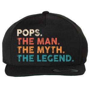 Grandpa Gift Pops The Man The Myth The Legend Fathers Day 80 Wool Snapback Cap