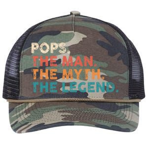 Grandpa Gift Pops The Man The Myth The Legend Fathers Day 80 Retro Rope Trucker Hat Cap