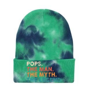 Grandpa Gift Pops The Man The Myth The Legend Fathers Day 80 Tie Dye 12in Knit Beanie