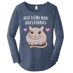 Gerbil Girl Pet Owner Gift Just a Girl Who Loves Gerbils Women's Perfect Tri Tunic Long Sleeve Shirt