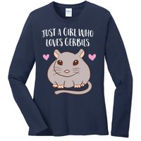 Gerbil Girl Pet Owner Gift Just a Girl Who Loves Gerbils Ladies Long Sleeve Shirt