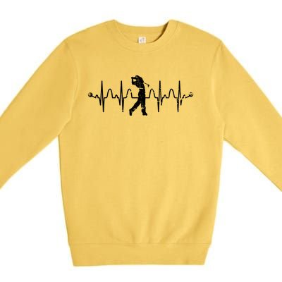 Golfer Golf Player Heartbeat Golf Course Golf Meaningful Gift Premium Crewneck Sweatshirt