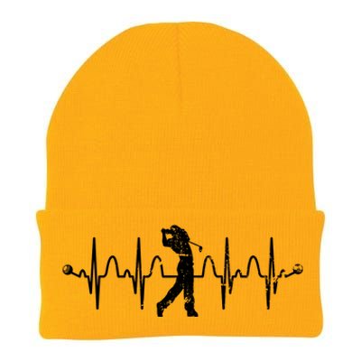 Golfer Golf Player Heartbeat Golf Course Golf Meaningful Gift Knit Cap Winter Beanie